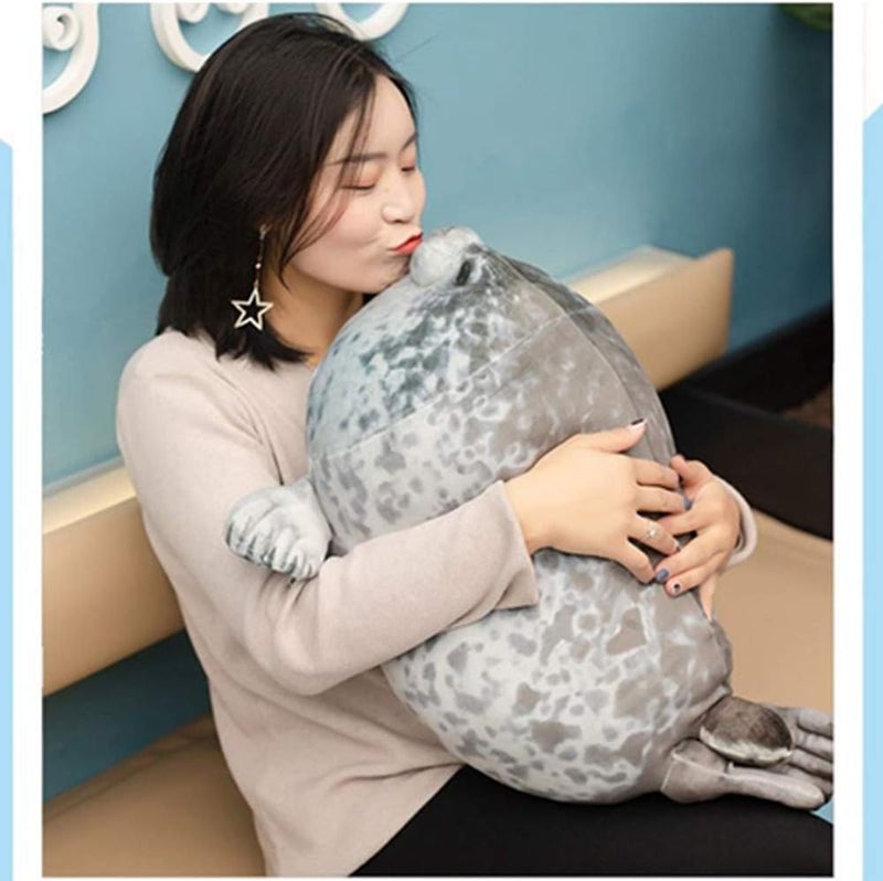 OUKEYI Cute Seal Pillow，Stuffed Cotton Plush Animal Toy Lovely Ocean Plushies Animal Hugging Pillow Cushion (15 in) - Image 2
