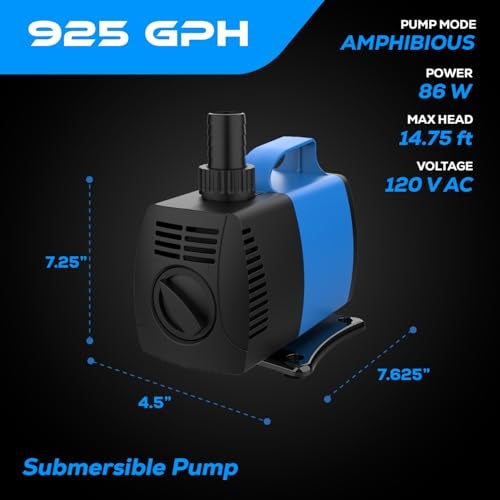 JAJALE 925 GPH Amphibious Submersible and Inline Water Pump - For Aquarium, Pond, Hydroponics, Fountain with Ceramic Shaft, 10.17 ft Lift, 75W - Image 2