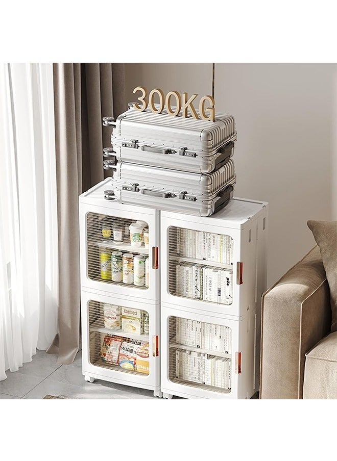 JCB CHIC - Narrow Storage Cabinet Box Bathroom Corner Locker Kitchen Organizer Foldable with Adjustable Shelf and Clear Door for Baby Clothes Toys Snack Shoes Hats and Bags - Image 1