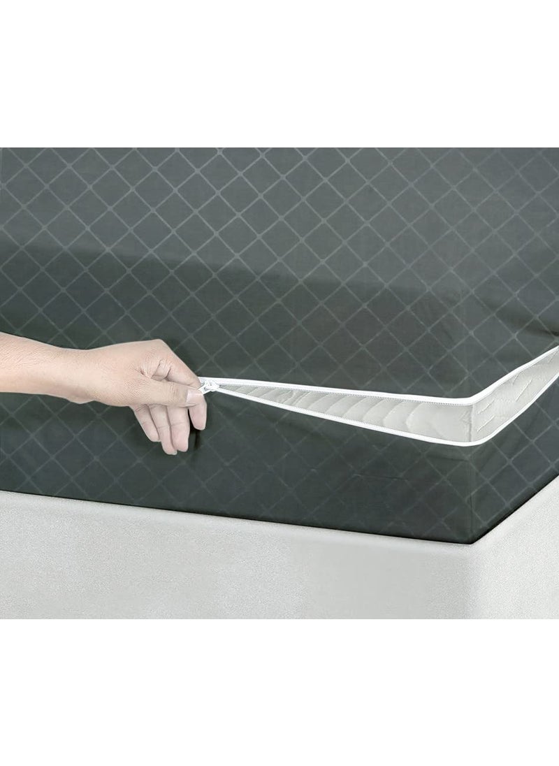 BSB HOME BSB HOME Premium Cotton Mattress CoverProtector with Zipper Chain Available in Provides All Around Protection with 360 Encasing 72x48 6x4 ft Pack of 1 Grey  - Image 1
