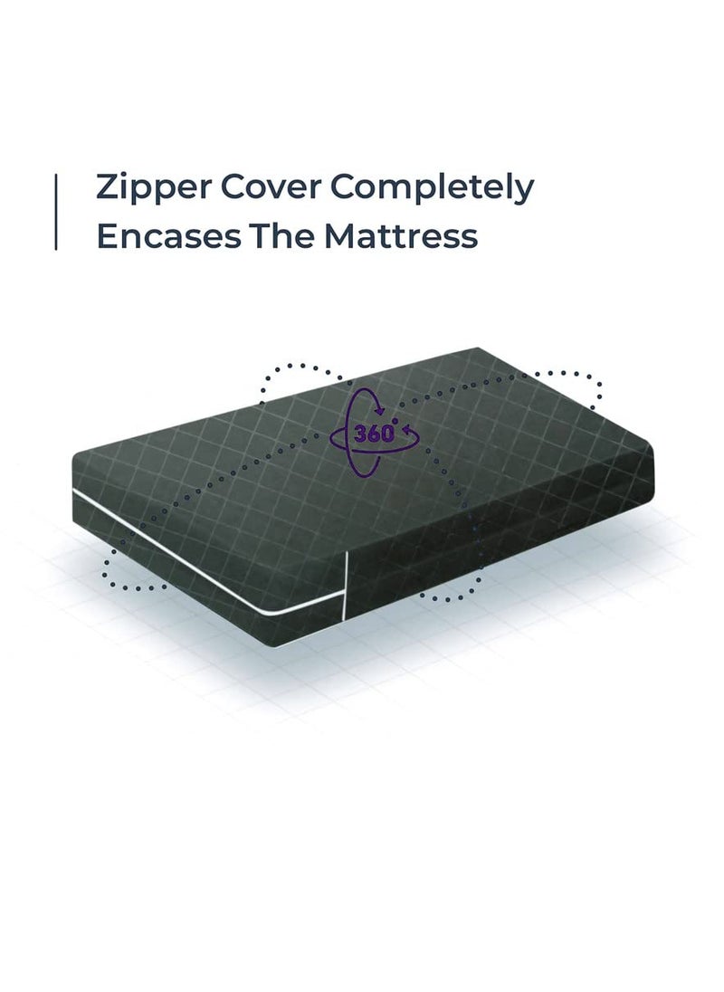 BSB HOME BSB HOME Premium Cotton Mattress CoverProtector with Zipper Chain Available in Provides All Around Protection with 360 Encasing 72x48 6x4 ft Pack of 1 Grey  - Image 2
