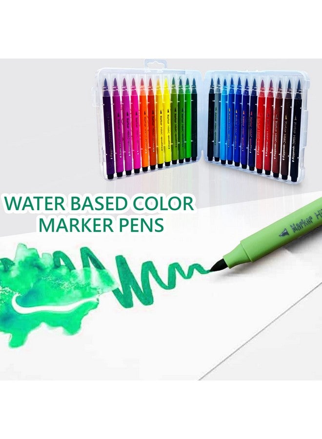 فنبلاست أقلام رسم فنية من فن بلاست - مجموعة تلوين | أقلام تلوين رفيعة | قلم تحديد مائي للخط العربي، رسم، رسم، دفتر تلوين، مجلة فنية (24 قطعة) | متعدد الألوان - Image 3