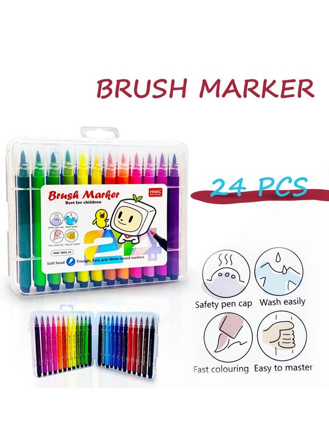 فنبلاست أقلام رسم فنية من فن بلاست - مجموعة تلوين | أقلام تلوين رفيعة | قلم تحديد مائي للخط العربي، رسم، رسم، دفتر تلوين، مجلة فنية (24 قطعة) | متعدد الألوان - Image 5