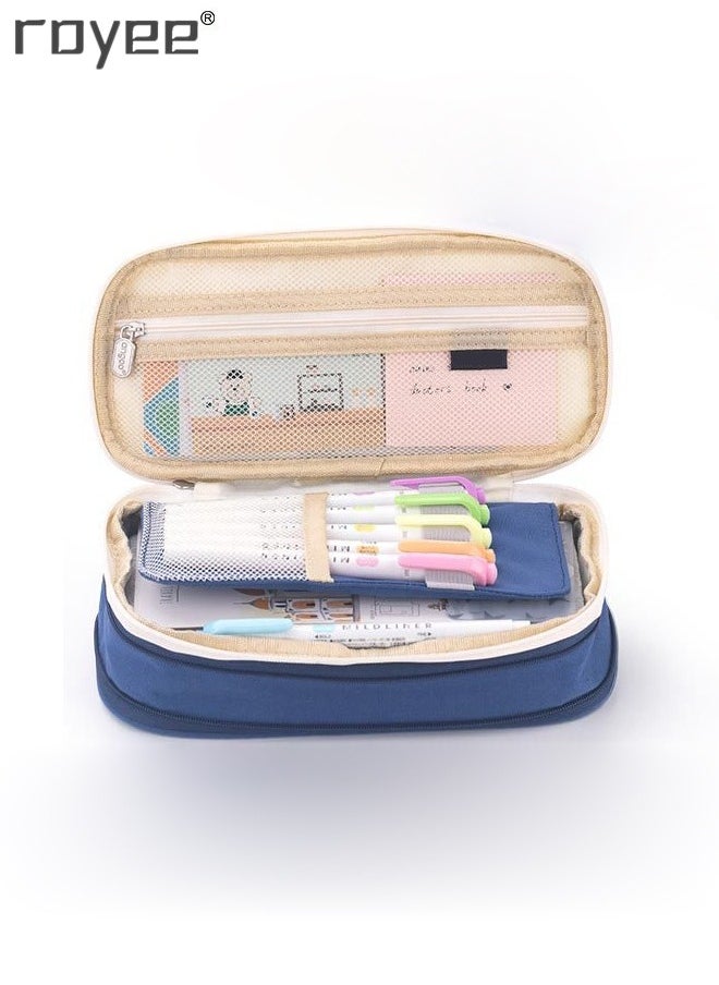 Royee - Big Capacity Pencil Pen Case Office College School Large Storage Bag Pouch Holder Box Organizer - Image 1