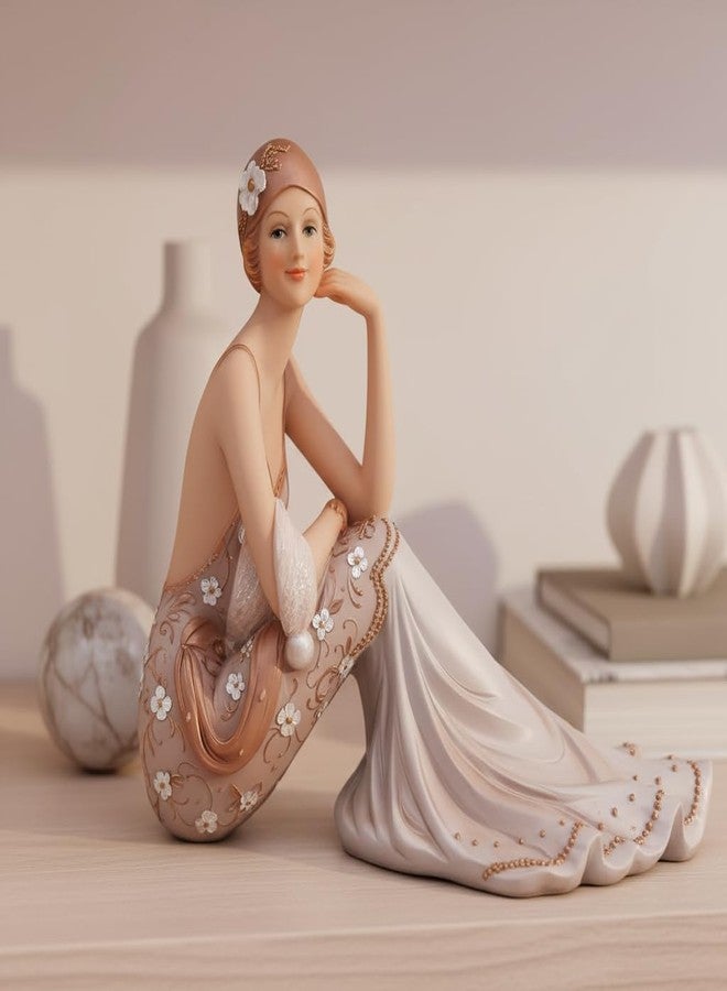 Comfy Hour 8" Glamour Elegance Victorian Art Figurine, Lady Sitting on Floor Statue, Roaring 20s Art Deco Style Home Decor Accent, Polyresin Artisan Sculpture, 1 Unit - Image 2