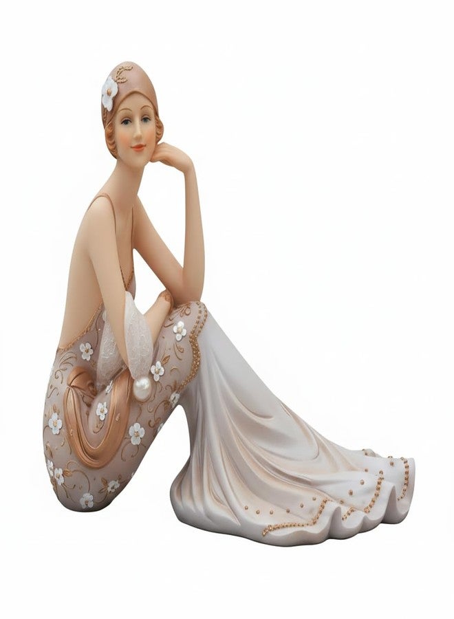 Comfy Hour 8" Glamour Elegance Victorian Art Figurine, Lady Sitting on Floor Statue, Roaring 20s Art Deco Style Home Decor Accent, Polyresin Artisan Sculpture, 1 Unit - Image 1