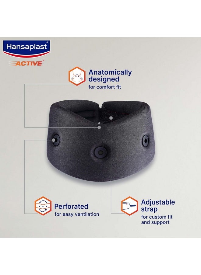 Hansaplast دعامة عنق cervical نشطة للرجال والنساء | وحدة واحدة | مقاس واحد يناسب معظم الأشخاص | حزام عنق ناعم لتخفيف الألم المستمر والاستقرار | رباط عنق صديق للبشرة مع مادة قابلة للتنفس، ثقوب للتهوية وتناسب مريح | التواء، إجهاد، ألم في الرقبة، عدم الاستقرار، العناية الوقائية، الرعاية من الإفراط في الاستخدام  - Image 2