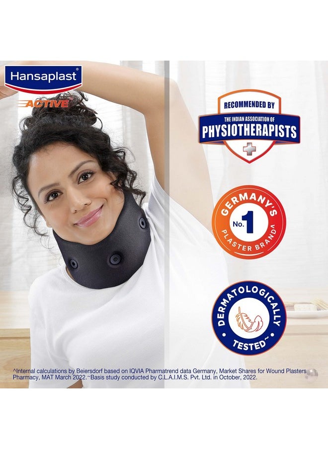 Hansaplast دعامة عنق cervical نشطة للرجال والنساء | وحدة واحدة | مقاس واحد يناسب معظم الأشخاص | حزام عنق ناعم لتخفيف الألم المستمر والاستقرار | رباط عنق صديق للبشرة مع مادة قابلة للتنفس، ثقوب للتهوية وتناسب مريح | التواء، إجهاد، ألم في الرقبة، عدم الاستقرار، العناية الوقائية، الرعاية من الإفراط في الاستخدام  - Image 5