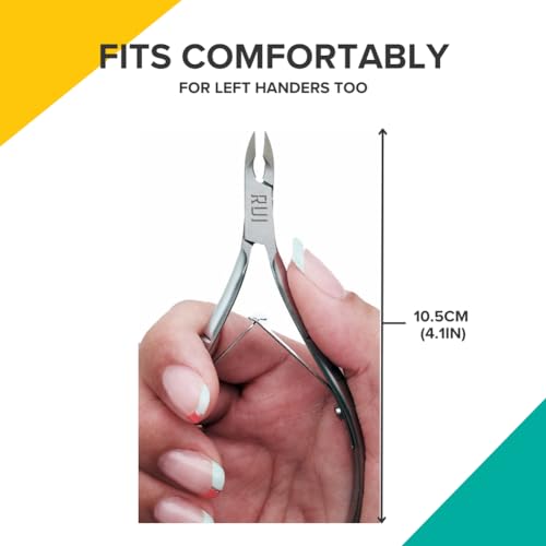 Rui Smiths Professional Cuticle Nippers | Precision Surgical-Grade Stainless Steel Cuticle Trimmer, French Handle, Double Spring, 5mm Jaw (Half Jaw) - Image 3