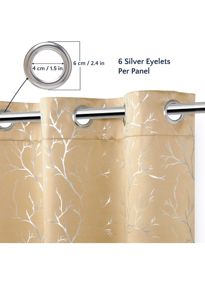 Encasa XO Printed Blackout Curtains 5 ft, 2 pcs | Silver Foil Twigs Beige Design I Room Darkening - Blocks 85% Light | Sound and Heat Reduction for Bedroom, Living Room I Machine Wash - pzsku/Z08FC6A1EB19C4EFDA21FZ/45/_/1738305749/f299229c-efcf-43fb-86b8-9548974d9d8b