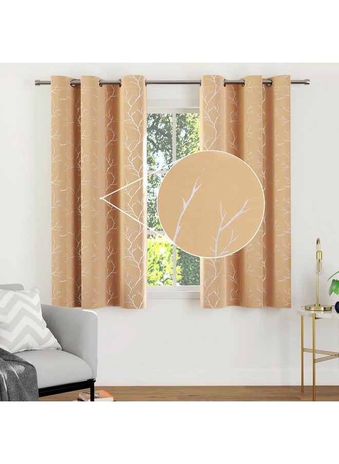 Encasa XO Printed Blackout Curtains 5 ft, 2 pcs | Silver Foil Twigs Beige Design I Room Darkening - Blocks 85% Light | Sound and Heat Reduction for Bedroom, Living Room I Machine Wash - pzsku/Z08FC6A1EB19C4EFDA21FZ/45/_/1738305783/d4176365-95b0-4610-bc09-e48e8afc28b6