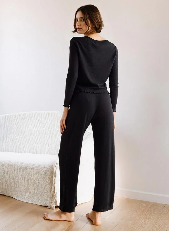 Splash FAV  Pointelle Textured Pyjama Set for Women | Best Price UAE