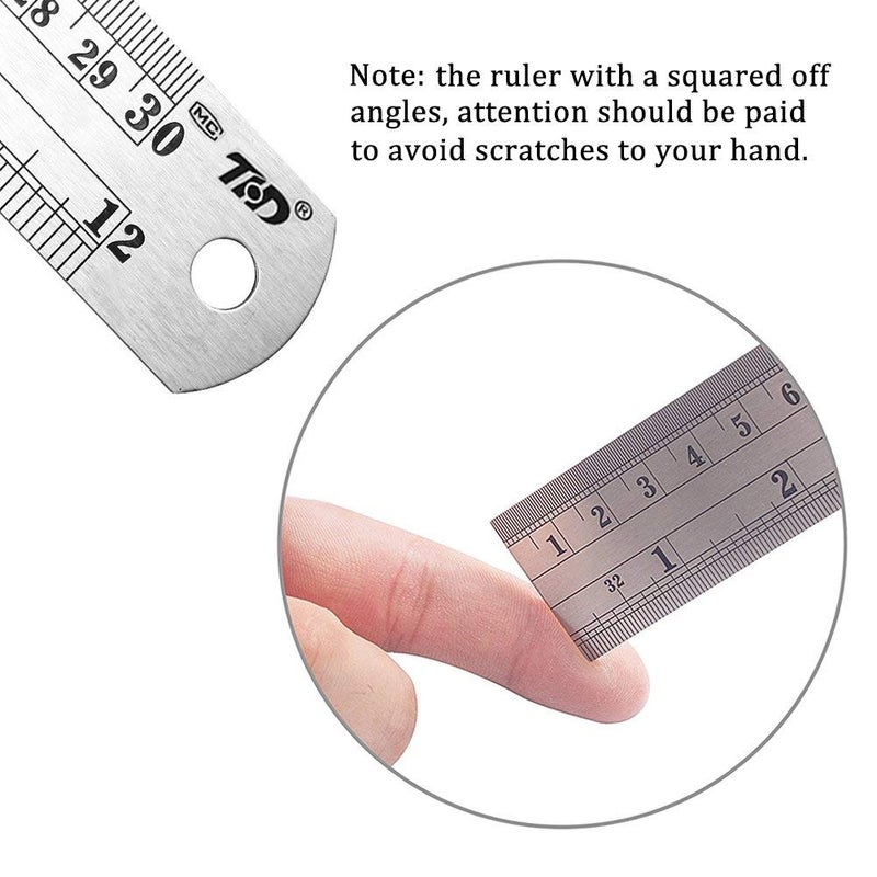 ZZTX Metal Straight Edge Ruler Stainless Steel Ruler 6 Inch 12 Inch 16 Inch Ruler Set Rulers Bulk Set of 3 - Image 4