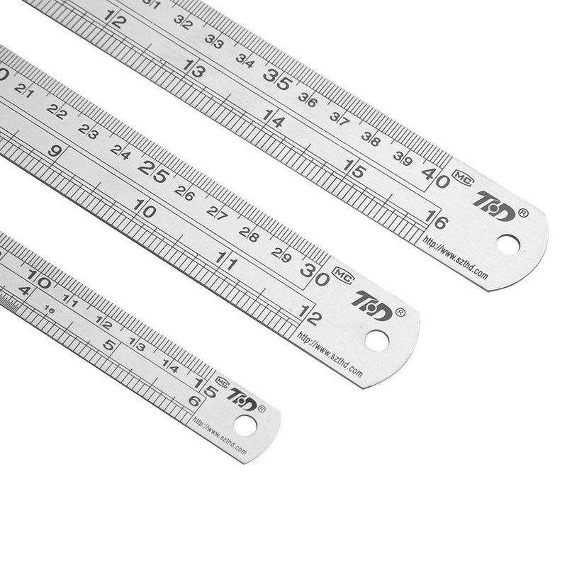 ZZTX Metal Straight Edge Ruler Stainless Steel Ruler 6 Inch 12 Inch 16 Inch Ruler Set Rulers Bulk Set of 3 - Image 3