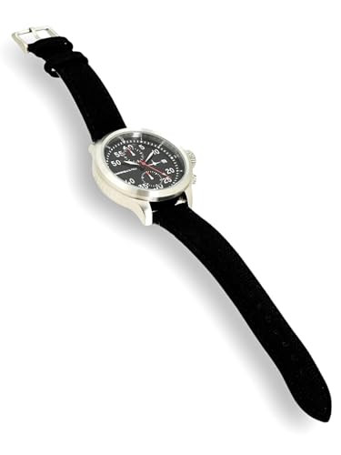 chotovelli Men’s Pilot Tool Watch - Chronograph, Sapphire Crystal, Screw-Down Crown, Canvas Strap (3400.11) - Image 3