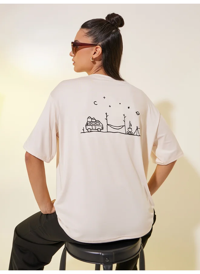 Take Two Take Two Back Graphic Print Round Neck Oversized T-Shirt