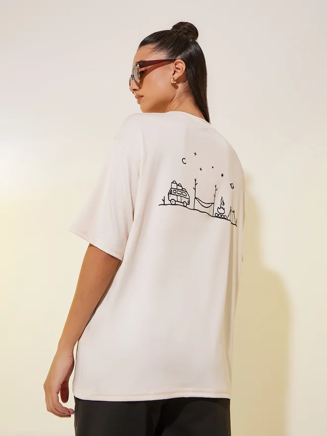 Take Two Take Two Back Graphic Print Round Neck Oversized T-Shirt