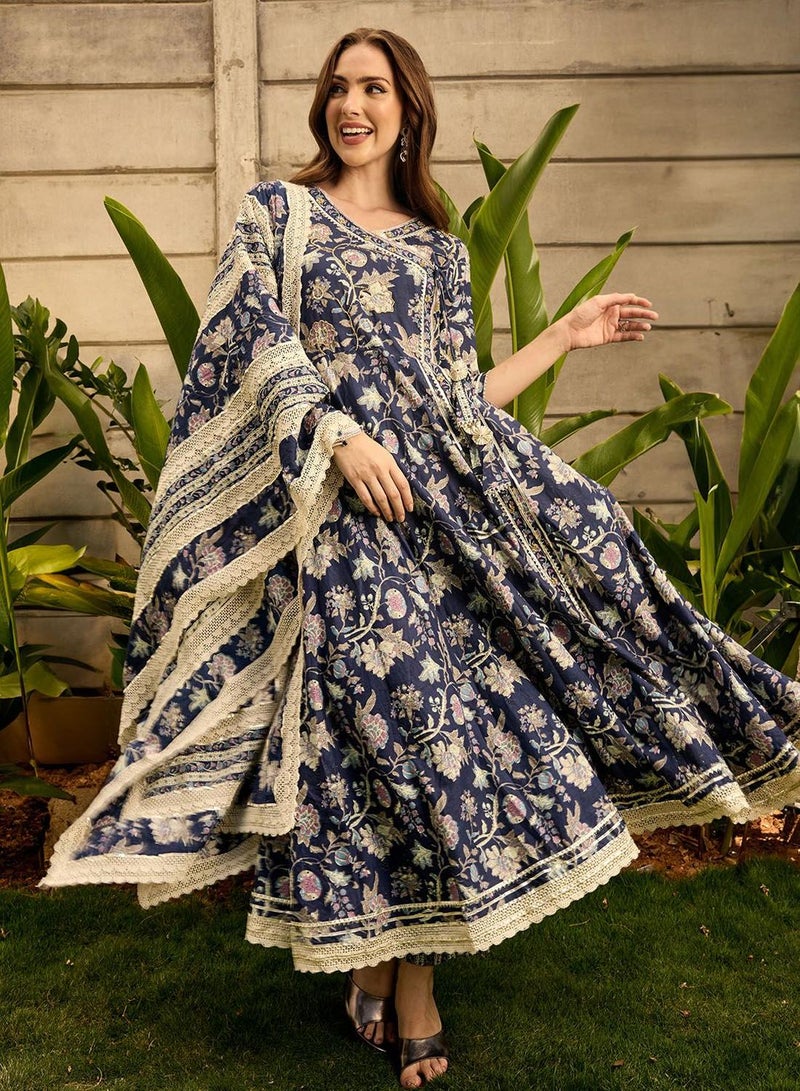 ISHIN Women Multi cotton Kurta set with Dupatta - Image 1