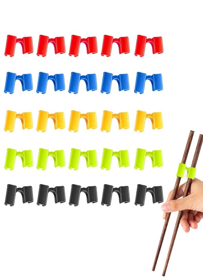 HAWAWA - 25Pcs Reusable Chopstick Helpers, Non Slippery Training Chopstick Hinges Connector Practice Chopsticks for Adults, Kids, Beginner, Trainers or Learner Multicolor - Image 1