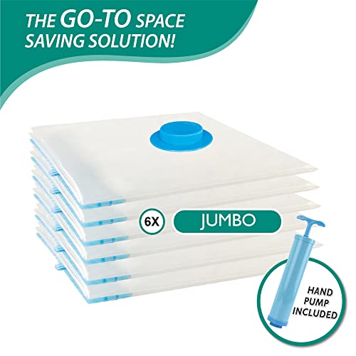 Cozy Essential 6 Jumbo Vacuum Storage Bags, Space Saver Bags Compression Storage Bags for Comforters and Blankets, Vacuum Sealer Bags for Clothes Storage, Hand Pump Included - Image 4