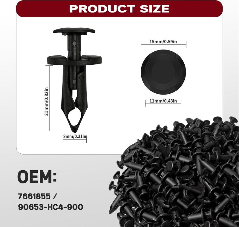 Xislet 200 Pcs UTV Nylon Fender Clips/Body Rivets Compatible with Polaris 7661855 Ranger RZR Can-Am Kawasaki Teryx Honda Rancher 90653-HC4-900 Suzuki Sportsman ATV Fastener with Tool - Image 5