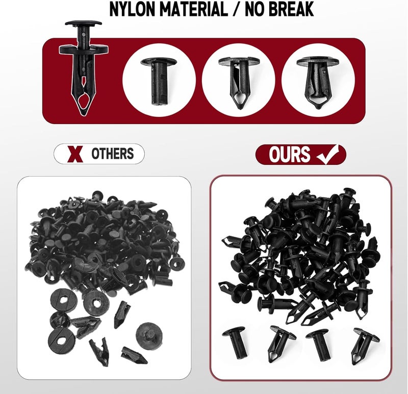 Xislet 200 Pcs UTV Nylon Fender Clips/Body Rivets Compatible with Polaris 7661855 Ranger RZR Can-Am Kawasaki Teryx Honda Rancher 90653-HC4-900 Suzuki Sportsman ATV Fastener with Tool - Image 4
