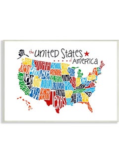 Stupell Industries Stupell Industries The Kids Room by Use Rainbow Typography Map On White Background Rectangle Wall Plaque  - Image 1