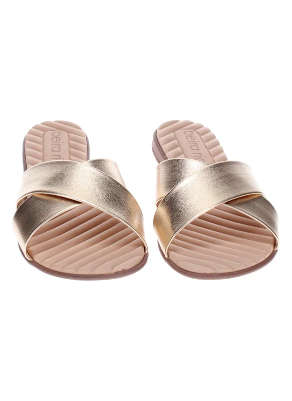Beira Rio Beira Rio Ladies Flat Sandals Golden | Made In Brazil