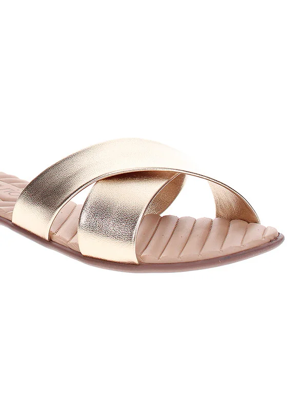 Beira Rio Beira Rio Ladies Flat Sandals Golden | Made In Brazil