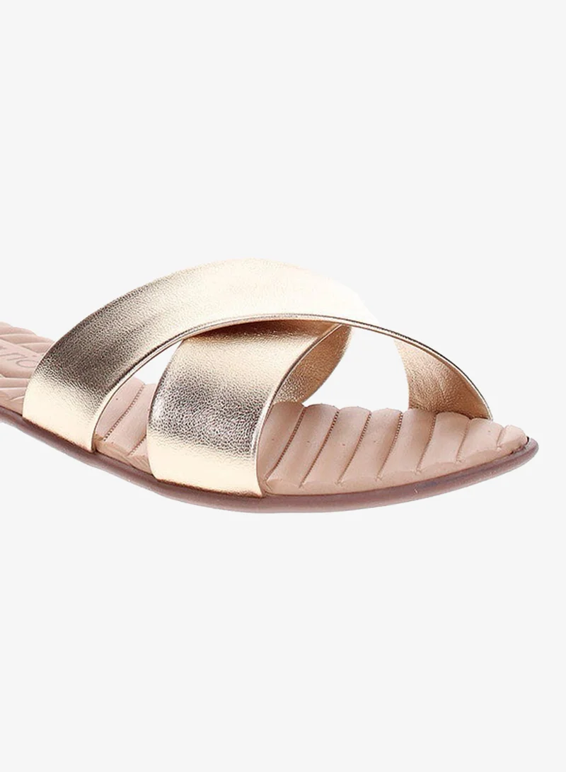 Beira Rio  Beira Rio Ladies Flat Sandals Golden | Made In Brazil for Women | Best Price UAE