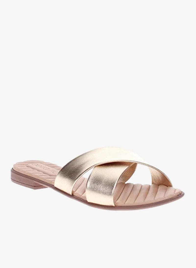 Beira Rio  Beira Rio Ladies Flat Sandals Golden | Made In Brazil for Women | Best Price UAE