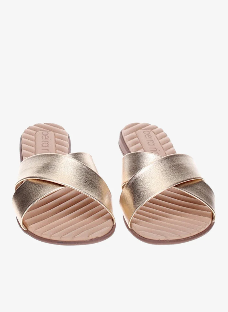 Beira Rio  Beira Rio Ladies Flat Sandals Golden | Made In Brazil for Women | Best Price UAE
