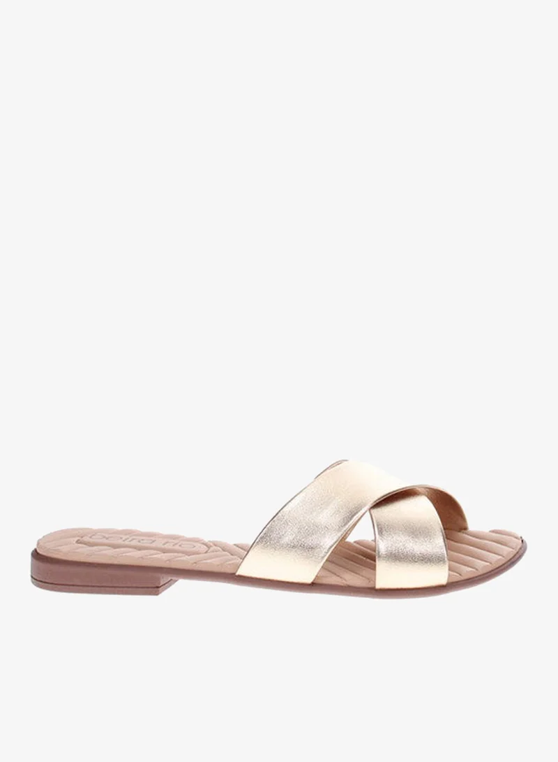 Beira Rio Ladies Flat Sandals Golden | Made In Brazil