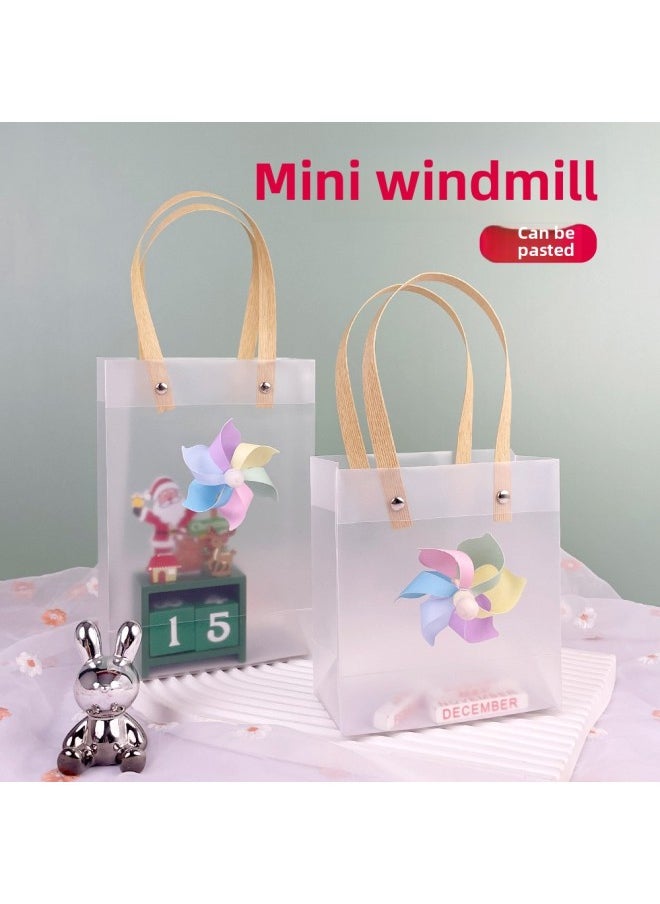 Generic - Children's Day 61 Transparent Bag Mini Windmill Decoration Wind Swivel Holiday Gift Bag Kindergarten Tote Bag-Color:Paper Row 24*11*28 Six-leaf Color 8CM Windmill-Specifications:10 Wholesale - Image 1