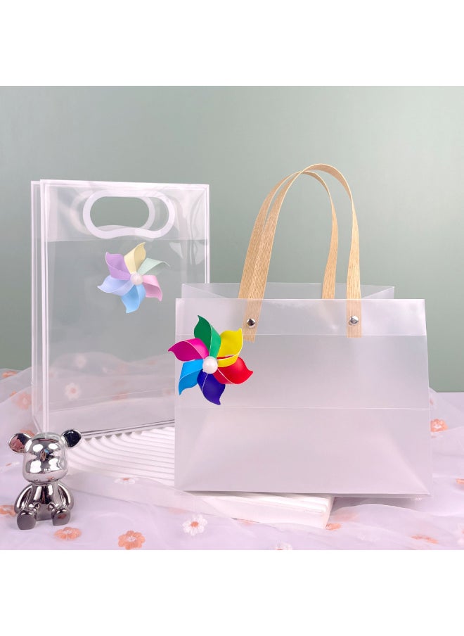 Generic - Children's Day 61 Transparent Bag Mini Windmill Decoration Wind Swivel Holiday Gift Bag Kindergarten Tote Bag-Color:Paper Row 24*11*28 Six-leaf Color 8CM Windmill-Specifications:10 Wholesale - Image 1