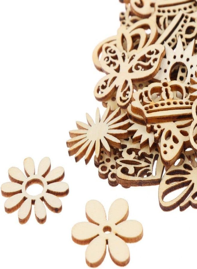 SVM CRAFT مجموعة زينة من خشب MDF من SVM CRAFT®، 50 قطعة، أشكال زهور وفراشات خشبية مقطوعة، مثالية لأعمال السكرابوكينغ الخشبية والحرف اليدوية اليدوية، قطع زهور مقطوعة - Image 5