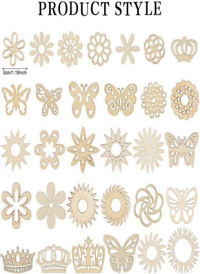 SVM CRAFT مجموعة زينة من خشب MDF من SVM CRAFT®، 50 قطعة، أشكال زهور وفراشات خشبية مقطوعة، مثالية لأعمال السكرابوكينغ الخشبية والحرف اليدوية اليدوية، قطع زهور مقطوعة - Image 3