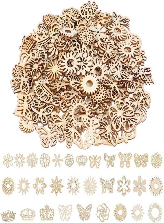SVM CRAFT مجموعة زينة من خشب MDF من SVM CRAFT®، 50 قطعة، أشكال زهور وفراشات خشبية مقطوعة، مثالية لأعمال السكرابوكينغ الخشبية والحرف اليدوية اليدوية، قطع زهور مقطوعة - Image 1