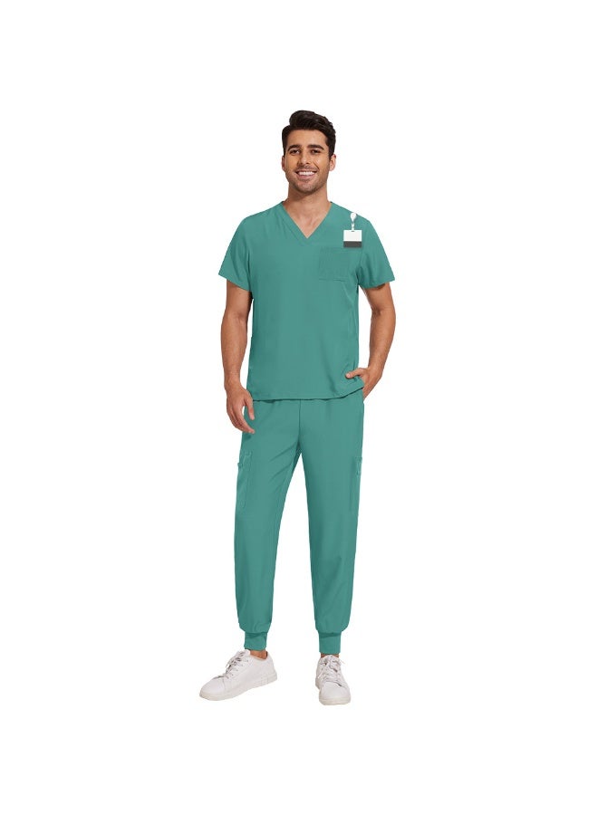 NIBEMINENT Men'S Suit  V-Neck Medical Suit Men'S Comfortable Suit Hospital Work Simple Professional Work Clothing Medical Place - Image 1