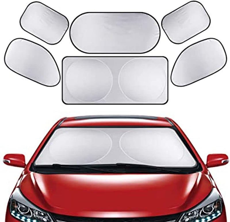 KASTWAVE Windscreen Sun Shade Set Silver Reflective Windscreen Protector Car Sun Shade Your Family Baby Kids and Pets from the car windows protect your children pets - Image 1