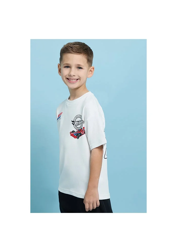 أر أند بي Printed T-Shirt with Crew Neck and Short Sleeves