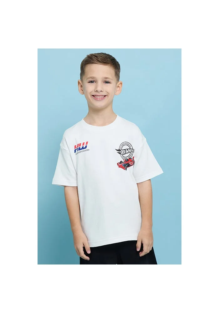 أر أند بي Printed T-Shirt with Crew Neck and Short Sleeves