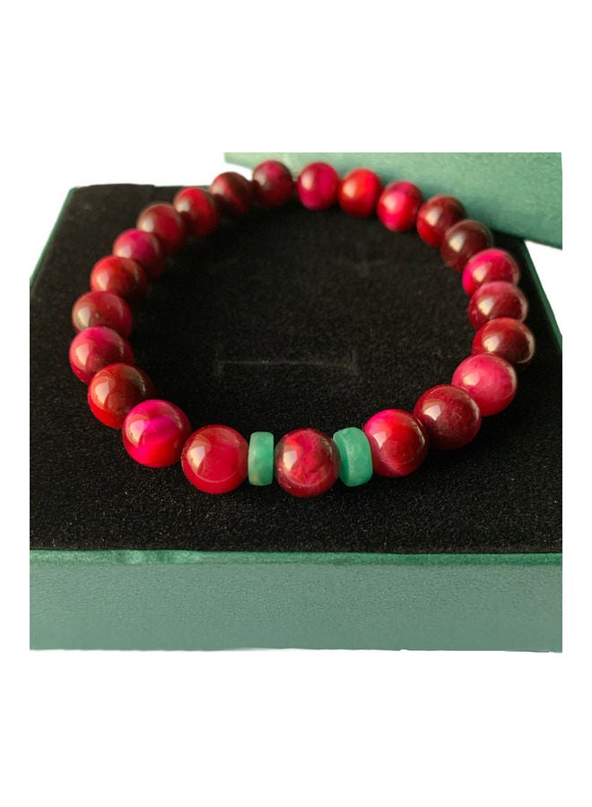Miracle Empire THE CAT Pink Cat Eye (8mm) With Natural Colombian Emerald 2 Wheel Bars Bracelet - Image 3