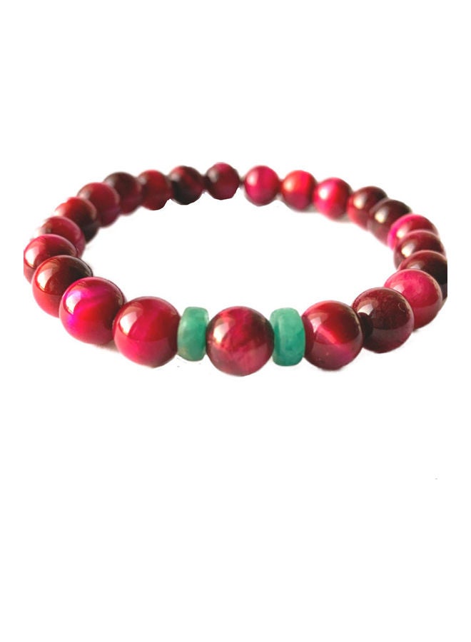 Miracle Empire THE CAT Pink Cat Eye (8mm) With Natural Colombian Emerald 2 Wheel Bars Bracelet - Image 1