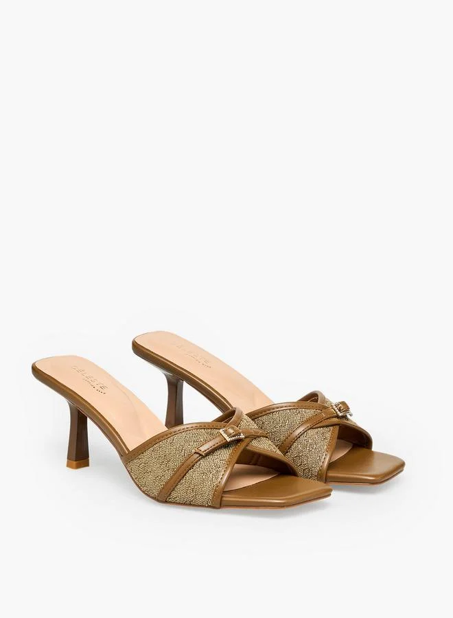 Women Textured Kitten Heel Sandals