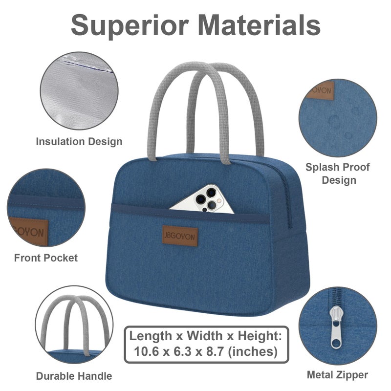 JBGOYON Blue Bento Lunch Box Set - 3 Stackable Containers for Adults and Kids - Includes Lunch Bag  Leak-Proof and BPA-Free - Built-in Utensil Set and Snack Bag - Dishwasher Safe - Image 5