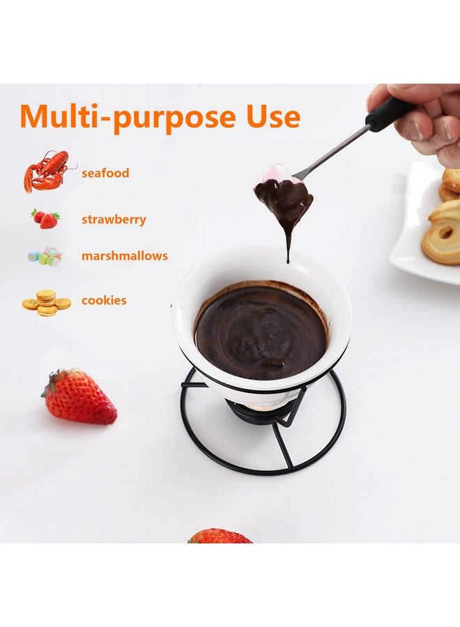 Luvan 4Pcs Fondue Pot Set for Chocolate Butter Cheese, 5oz Butter Warmer for Seafood with 20 Tealight, Ceramic Bowl Oven Microware Dishwasher Safe,Perfect for family dip Fruit,Dessert,Snack - Image 4