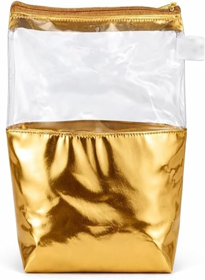 Metallic Muse Wristletless Bag - Stylish Handbag For Makeup & Cosmetic & Accessories, Lightweight Travel Clutches For Women (Gold)