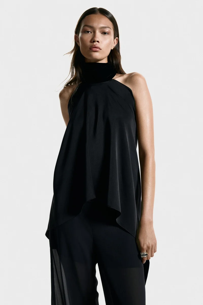 H&M Scarf-collar halterneck top