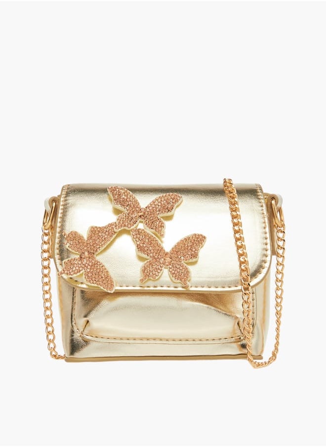 Flora Bella By Shoexpress - Girls Butterfly Embellished Crossbody Bag With Chain Strap And Button Closure Ramadan Collection - Image 1
